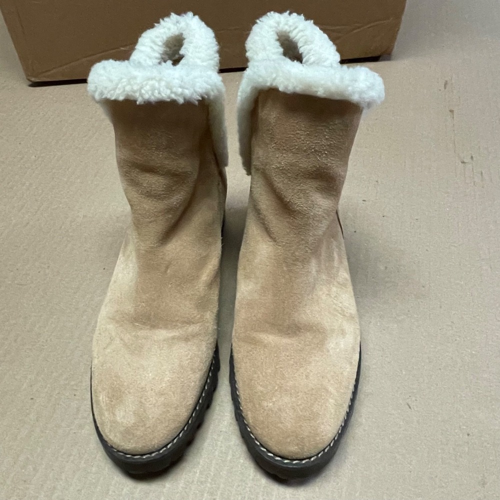 Talbots Women's‎ Sz 5M Tish Faux Shearling Suede Ankle Fur Lined Boots NWOB